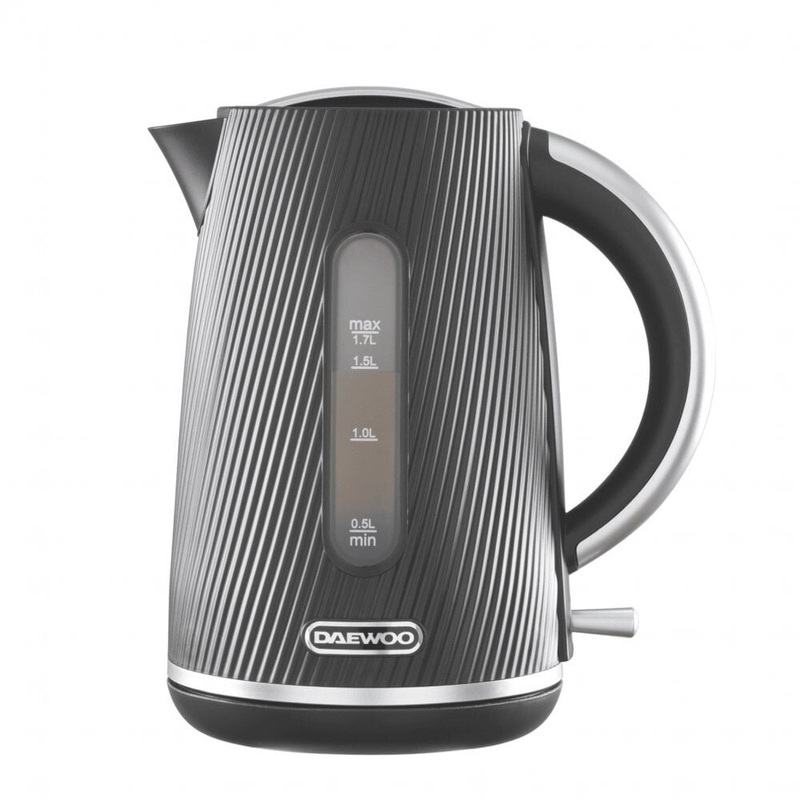 Daewoo Cascade 1.7L Electric Jug Kettle in Black with Textured Ribbed Design SDA2773GE