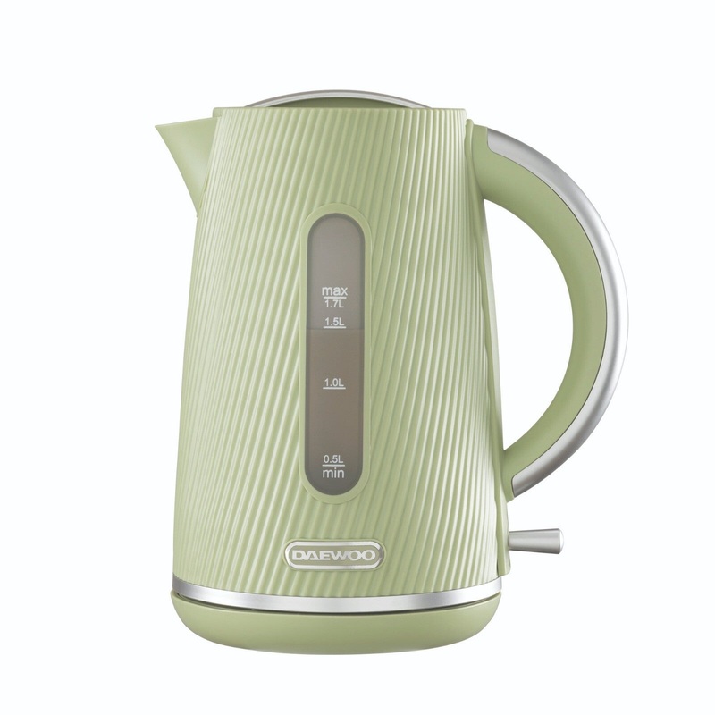 Daewoo Cascade 1.7L Electric Jug Kettle in Sage with Ribbed Texture Design SDA2774GE