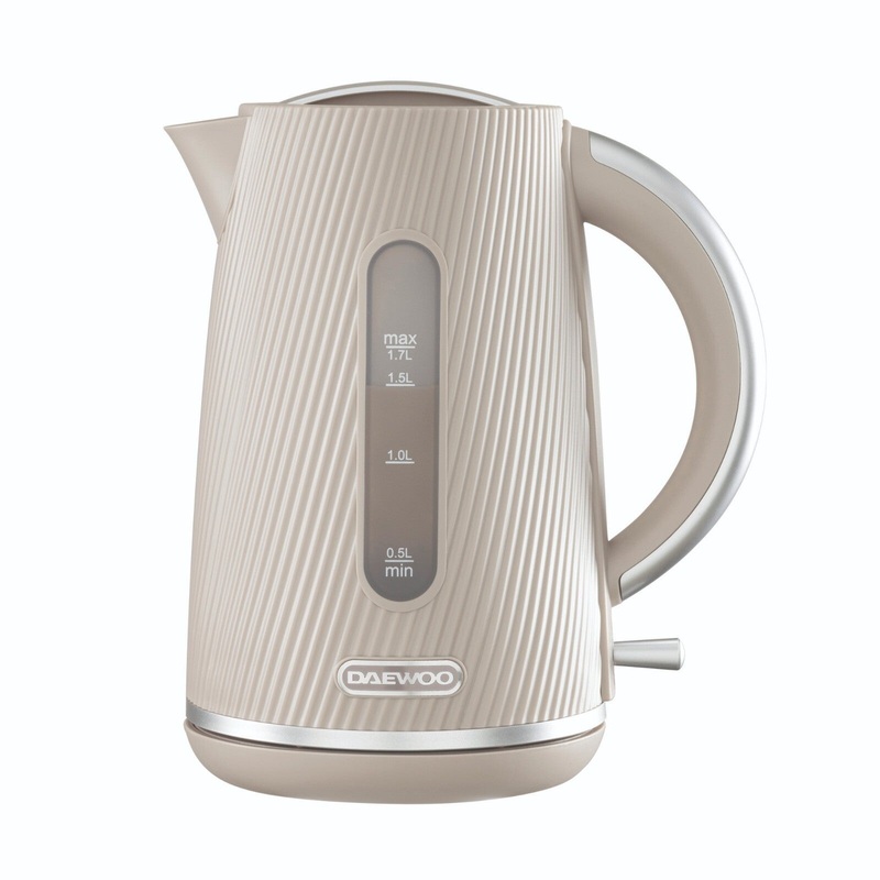 Daewoo Cascade 1.7L Electric Jug Kettle in Taupe with Ribbed Texture Design SDA2813GE
