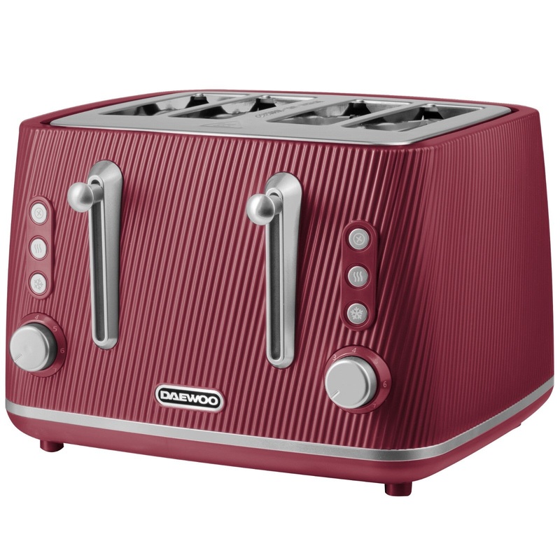 Daewoo Cascade 4 Slice Toaster in Ruby with Ribbed Texture Design SDA2781GE
