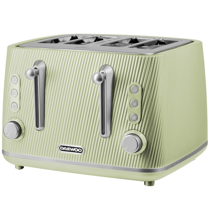 Daewoo Cascade 4 Slice Toaster in Sage with Ribbed Texture Design SDA2780GE