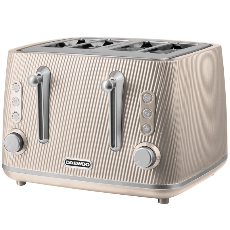 Daewoo Cascade 4 Slice Toaster in Taupe with Ribbed Texture Design SDA2815GE