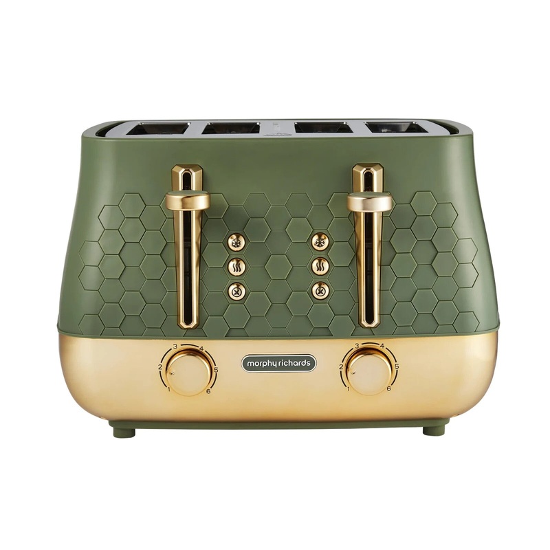 Morphy Richards Cassini 4 Slice Toaster in Olivine Green & Gold 243022