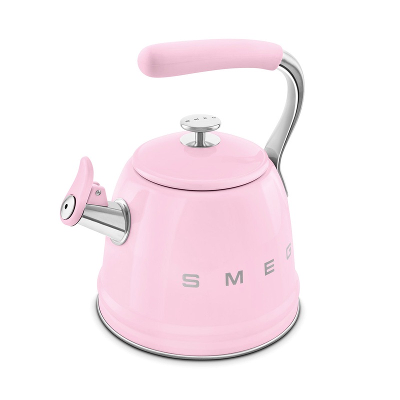 SMEG Pink 50's Style Whistling Kettle - Stovetop Pink Kettle WKF01PK