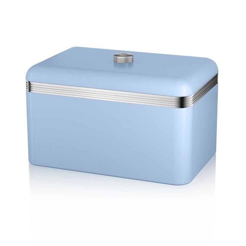 SWAN Retro Blue Breadbin Vintage Design Kitchen Storage in Blue SWKA1010BLN