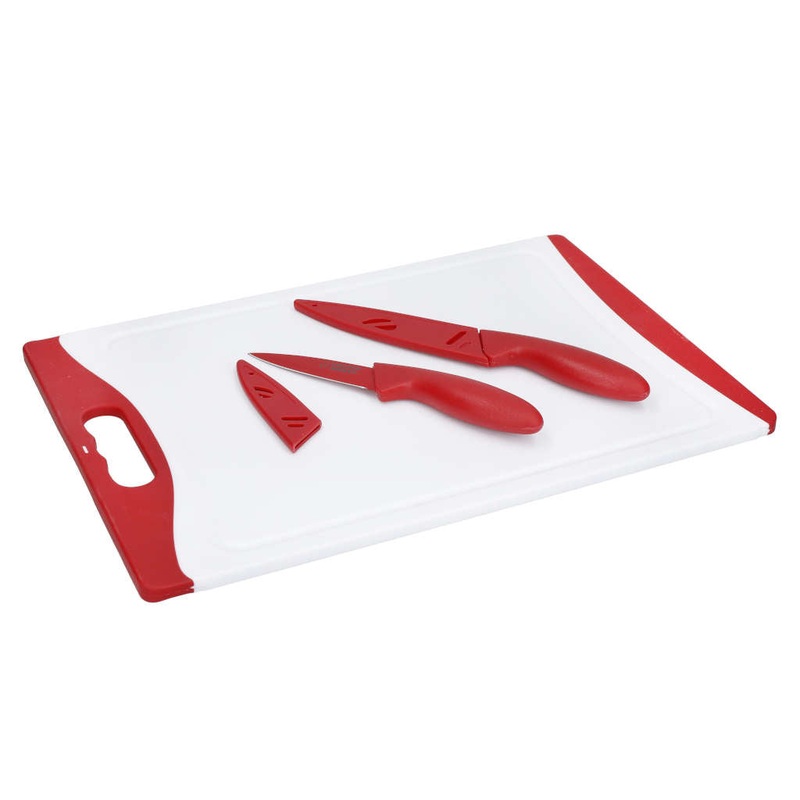 Set de 3 piezas de cuchillos y tabla de cortar Colourworks KitchenCraft