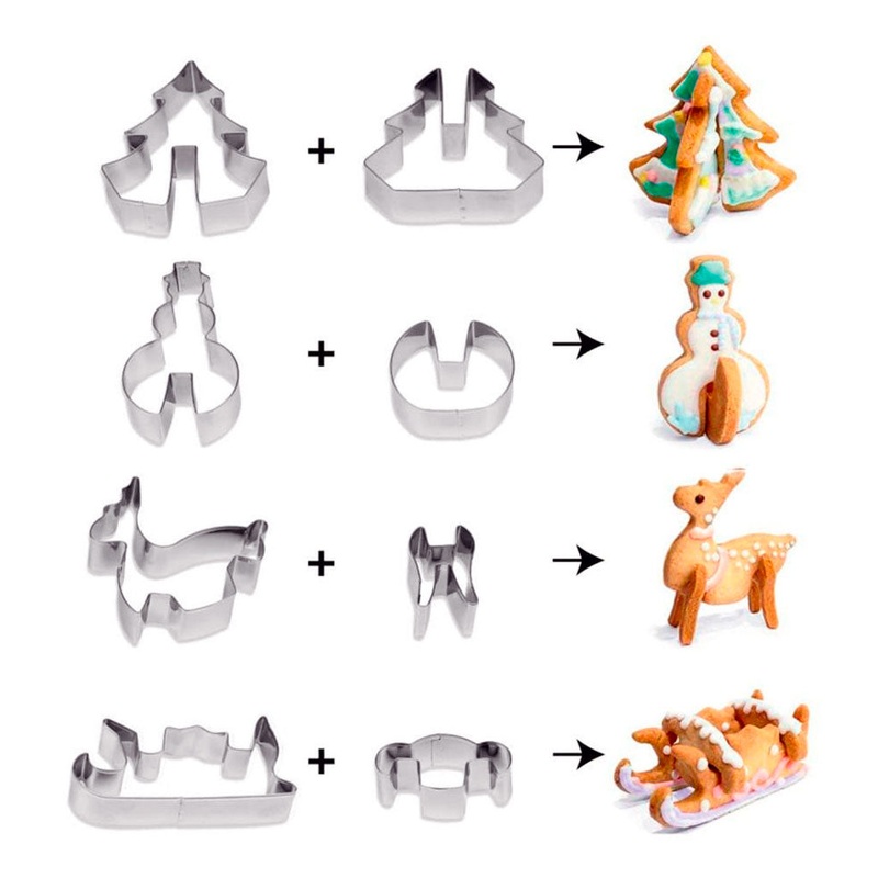 Set 8 cortadores para galletas 3D Guardini