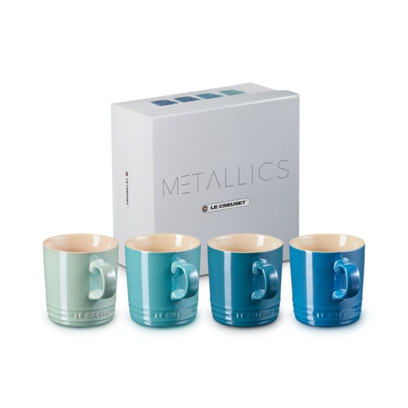 Set de 4 tazas cermicas tipo mug 350ml Metallics Le Creuset