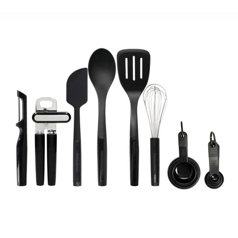 Set 15 utensilios de cocina negros KitchenAid