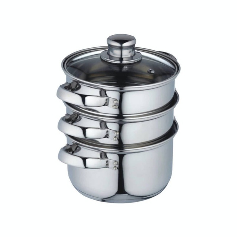 Vaporera de acero inoxidable de tres niveles de KitchenCraft