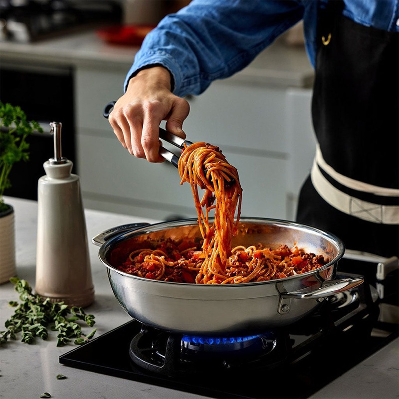 Cacerola acero inox baja con tapa 30cm 3-PLY Le Creuset