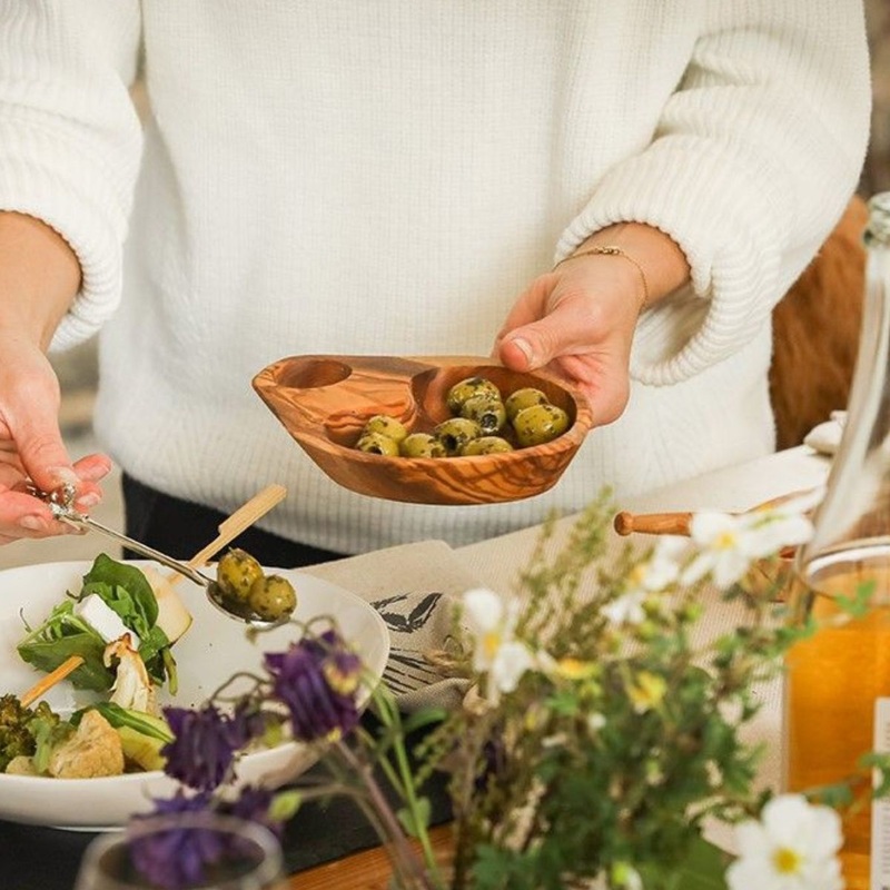 Plato para aceitunas de madera de olivo Selbrae