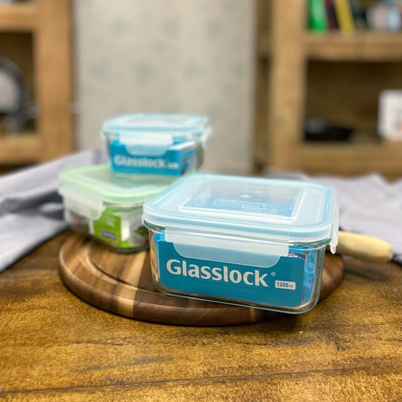 Recipientes hermticos de cristal cuadrados Glasslock