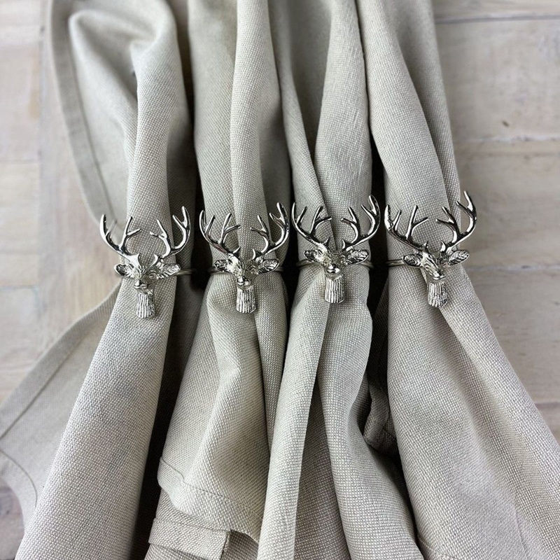 Set de 4 servilleteros de acero inoxidable Selbrae