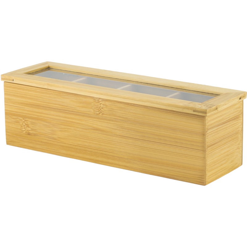Bamboo tea box with 4 sections 9cm