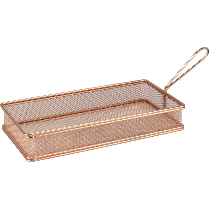 Rectangular metal serving basket "Copper" 26x13cm