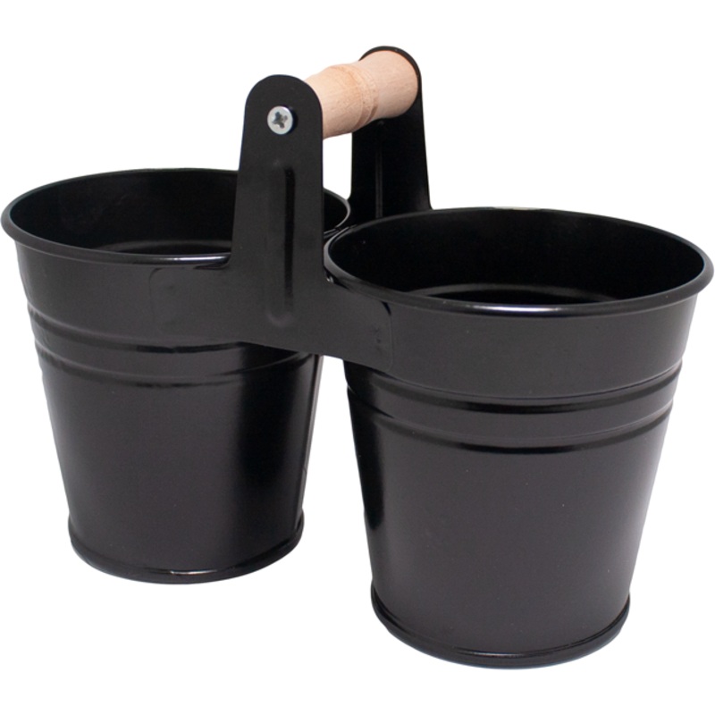 Two mini buckets with a handle "Black" 10cm