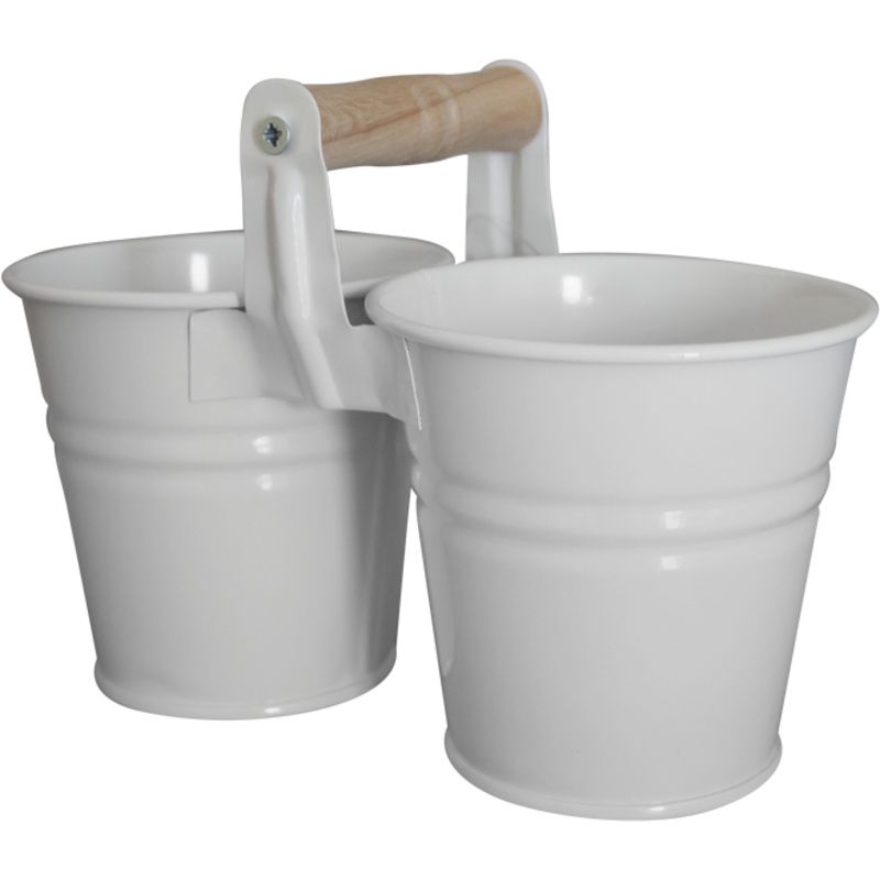Two mini buckets with a handle "White" 10cm