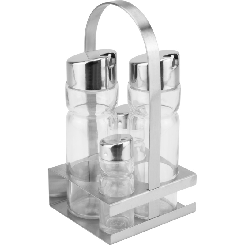 Condiment set 5pcs with curved handle
