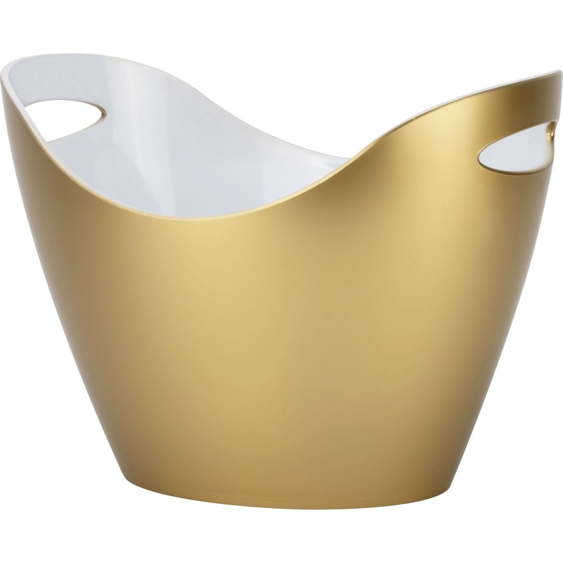 Polycarbonate champagne bucket gold/white 35x26x25.5cm