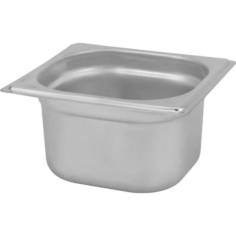 Stainless steel 18/10 gastronorm container GN 1/6 100mm 1.6 litres