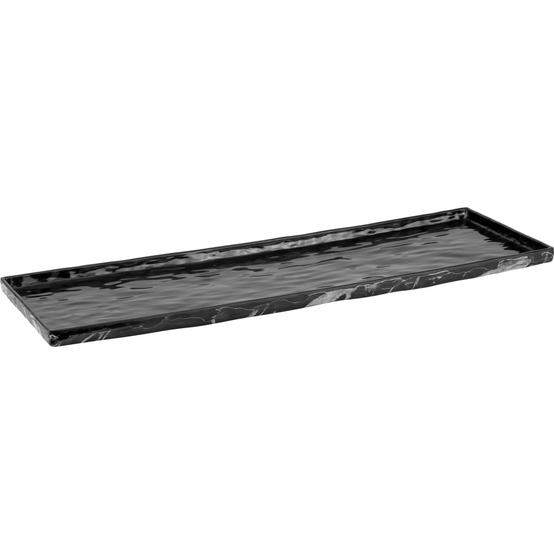Rectangular melamine tray "Black marble" GN 2/4