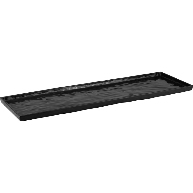 Rectangular melamine tray "Stone effect" black 2/4