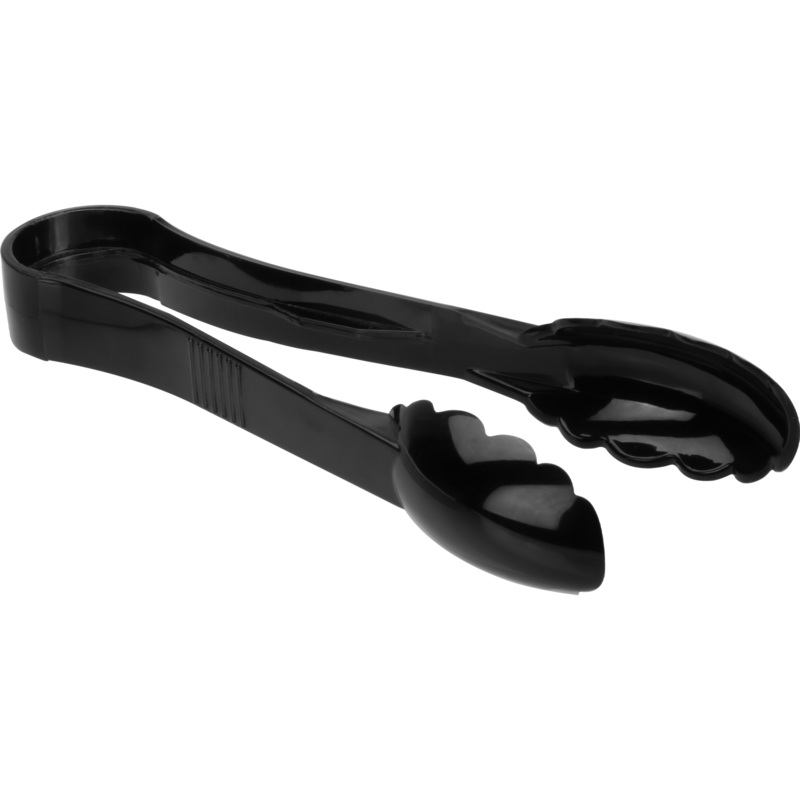 Polycarbonate scalloped tongs black 23cm