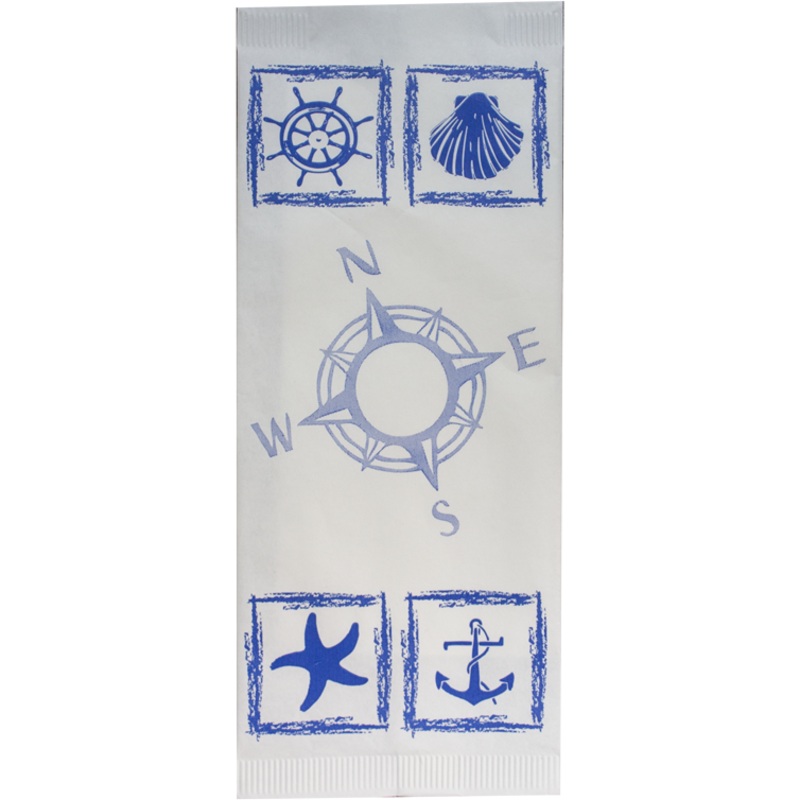 Paper cutlery pocket "Sea" 125pcs 25cm