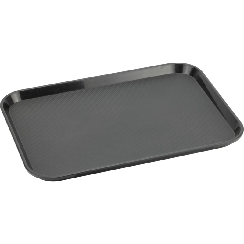 Polypropylene rectangular non slip serving tray black 41m