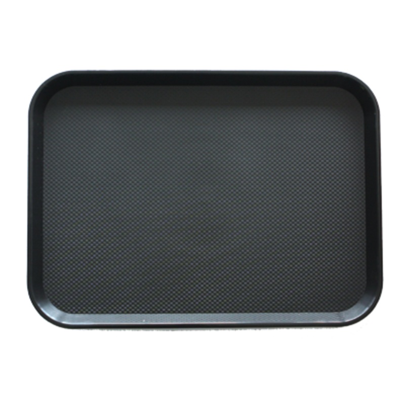 Polypropylene rectangular non slip serving tray black 45.5cm