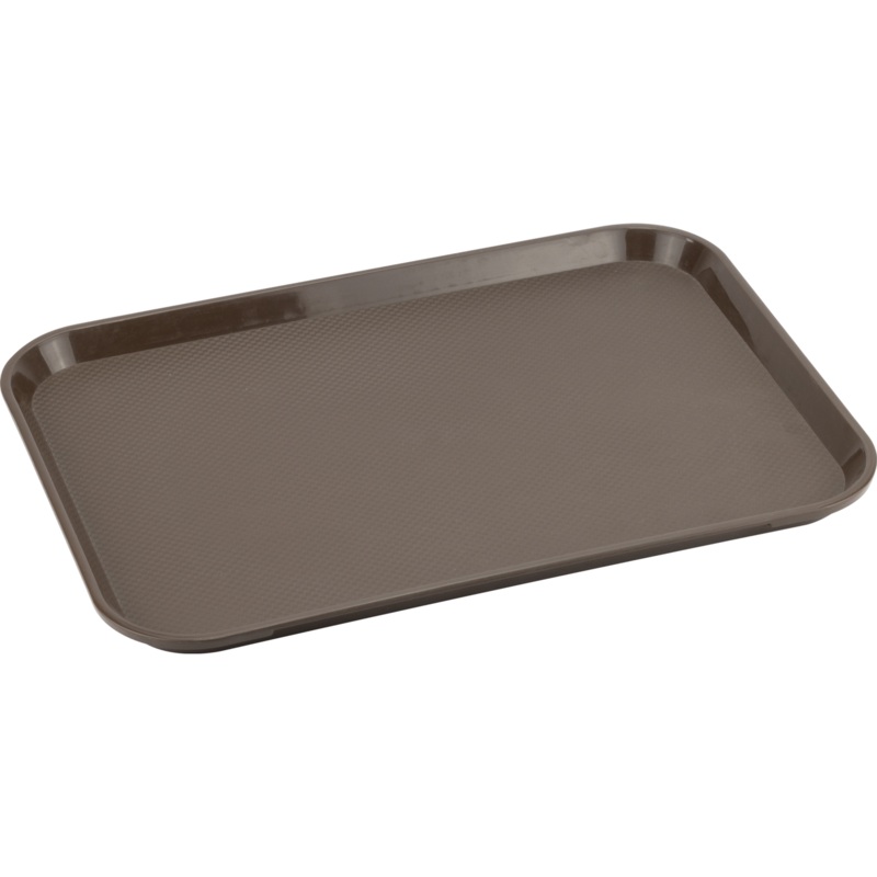 Polypropylene rectangular non-slip serving tray brown 41.5cm