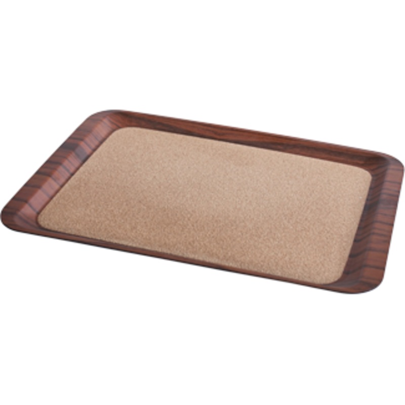 Rectangular laminated tray with cork surface "Walnut" 44m