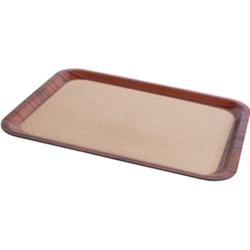 Rectangular laminated tray with cork surface "Walnut" 46m