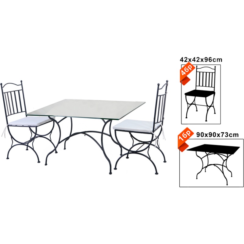 5 Piece cast iron garden set table + 4 chairs