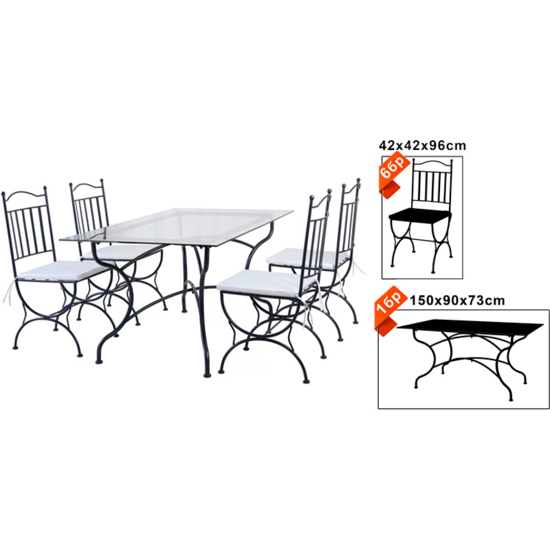7 Piece cast iron garden set table + 6 chairs