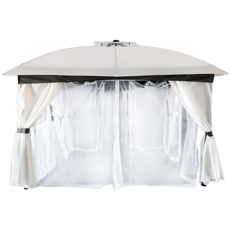 Luxury gazebo with solar powered light white 3.6x3m