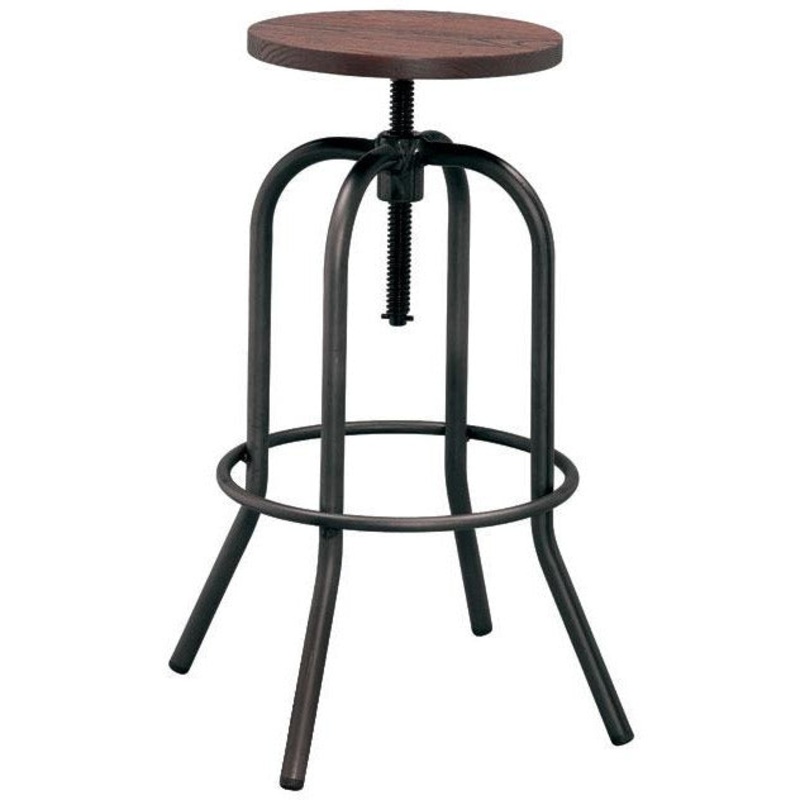 Metal/wood bar stool "Antique" black matte 40cm