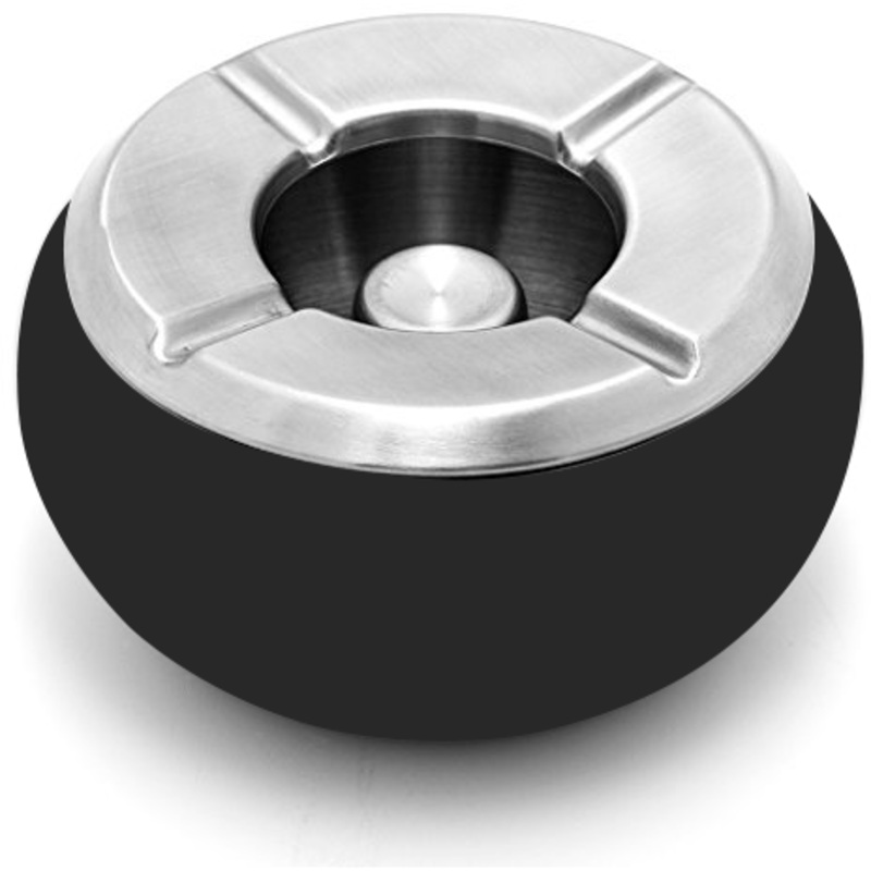Stainless steel wind resistant ashtray black 10cm