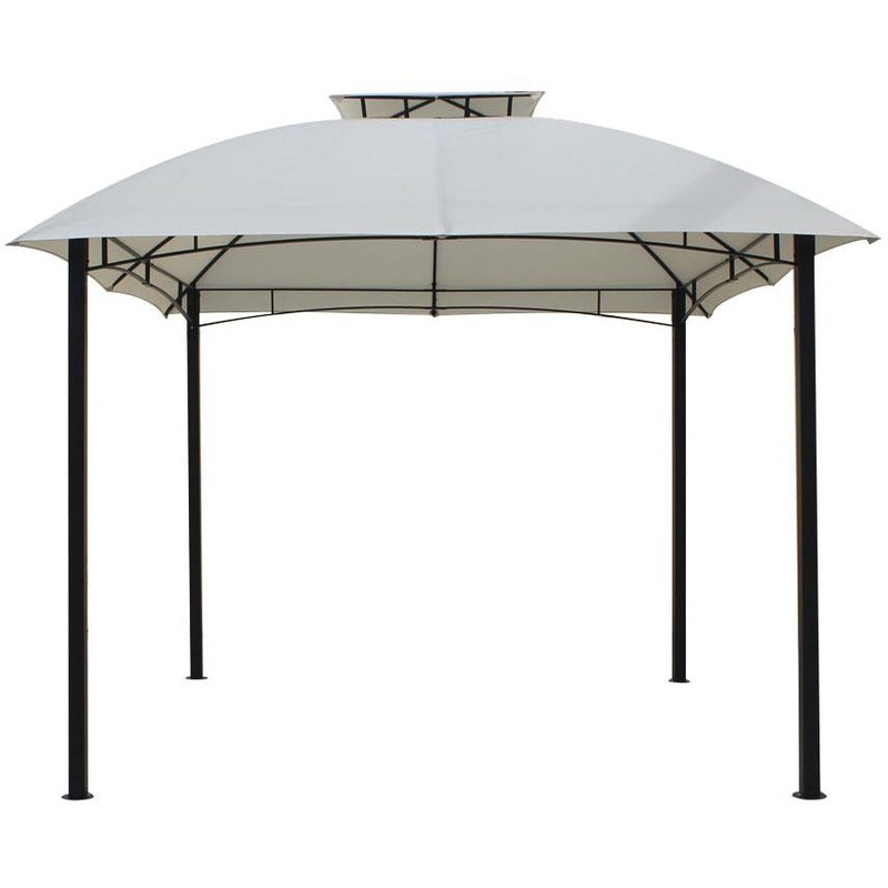 Steel frame gazebo beige with black frame 3x3m