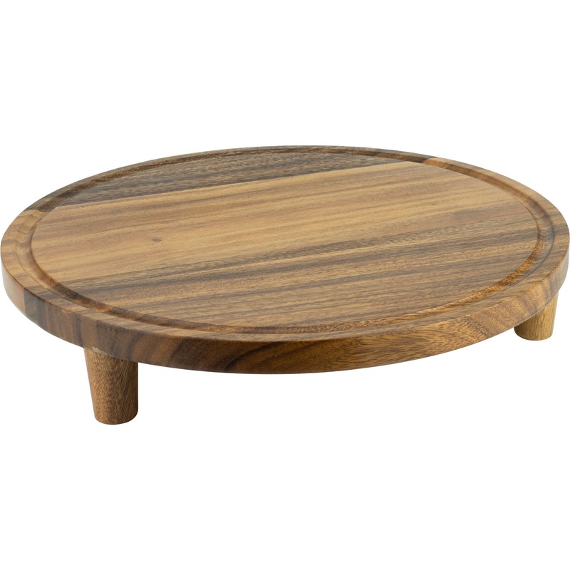 acacia round presentation board with feet 40cm