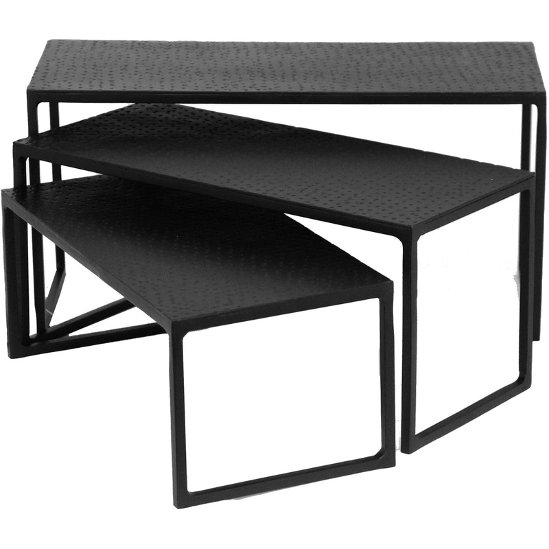 Old School Set of three rectangular buffet display stands "Hammered"