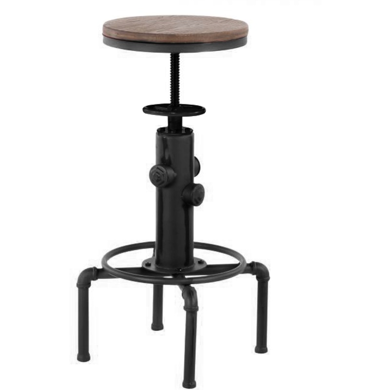 Metal/wood adjustable bar chair "Antique-Old school" black 33cm