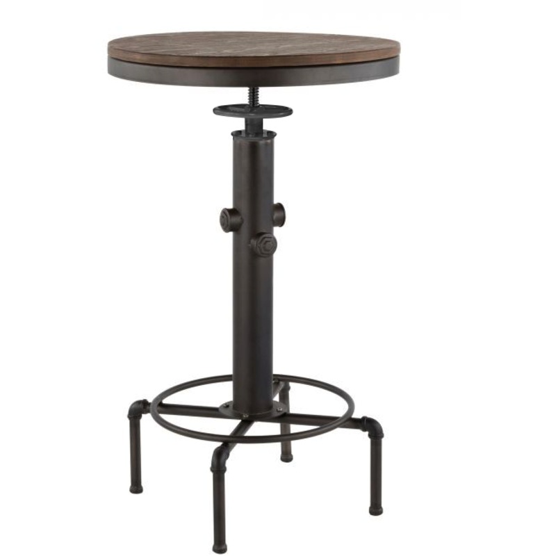 Metal/wood adjustable table "Antique-Old school" black 56cm