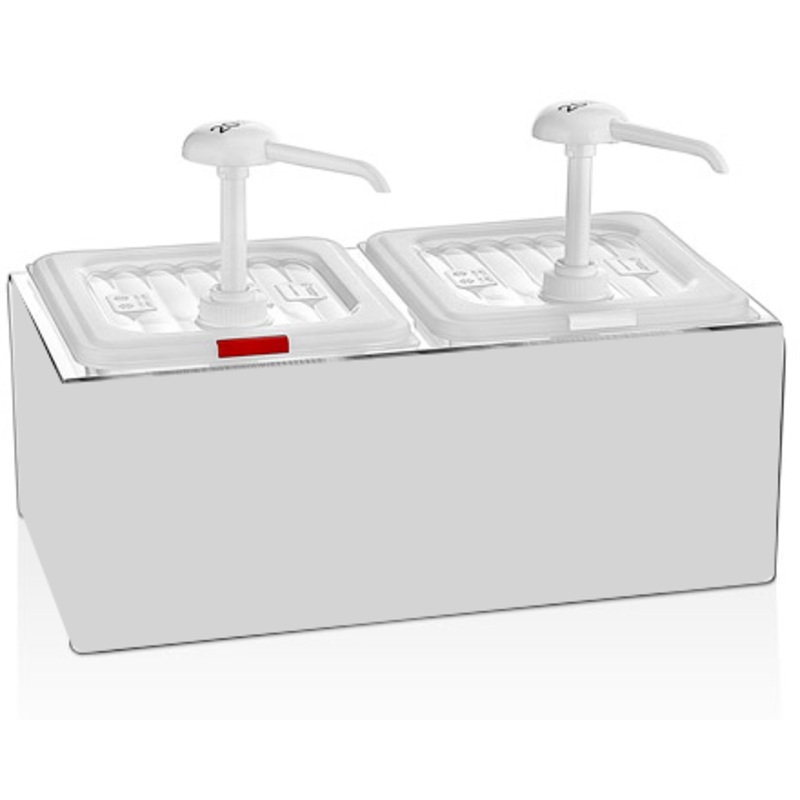 Double sauce pump dispenser with GN 1/6 stand 2 litres
