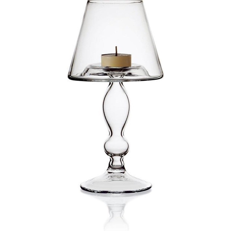 Glass candle holder with stem 23.5cm