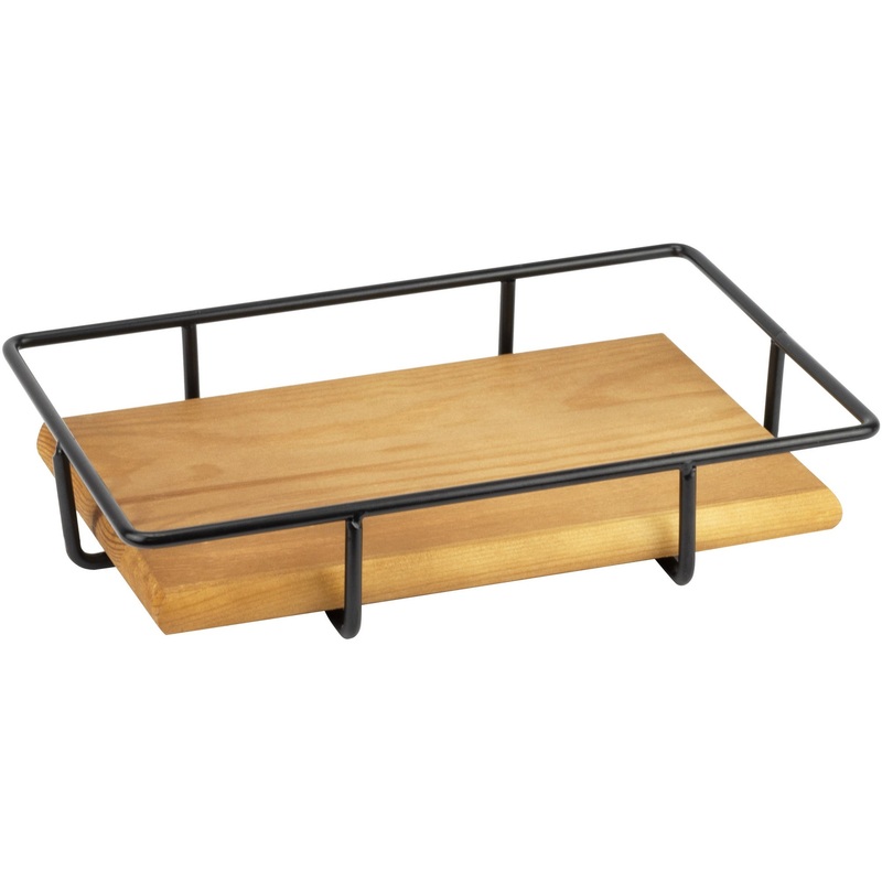 Metal stand with wooden base "Wood & metal" 33cm