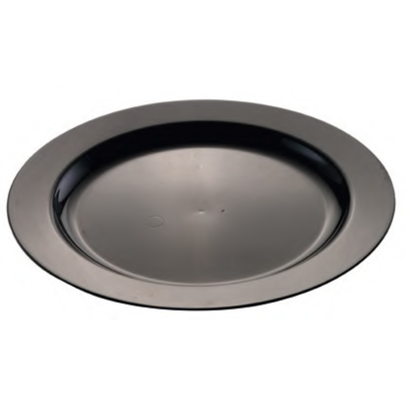 Polystyrene round plate black 19cm
