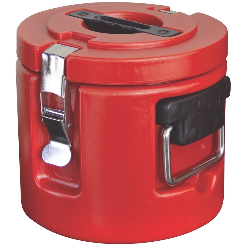 Round insulated food transport container red 7 litres