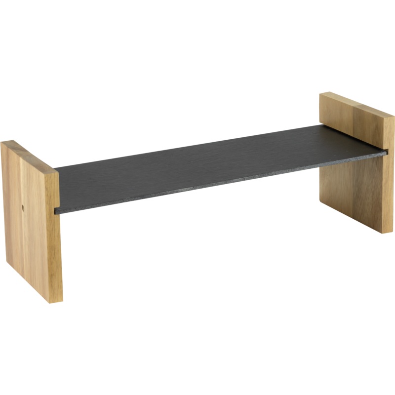 Slate serving tray with wood stand 43cm